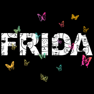 Motiv Frid a - Schöner Name mit Katzen & Schmetterlingen