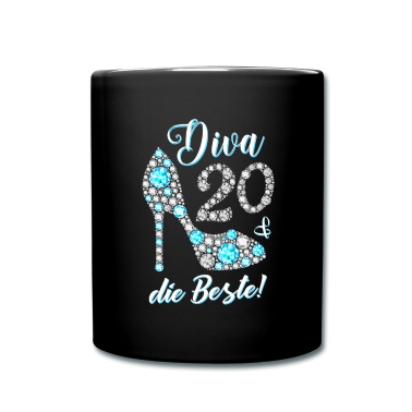Geschenk Freundin Geburtstag Tasse - Diva die Beste Diamanten 20. Geburtstag Geschenk