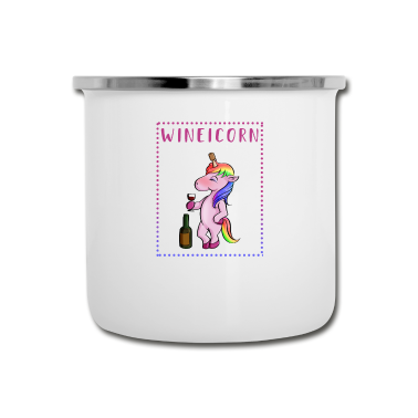 Geschenk Freundin Geburtstag Emaille Tasse - Wineicorn Wein Einhorn Weinglas Freundin Geschenk