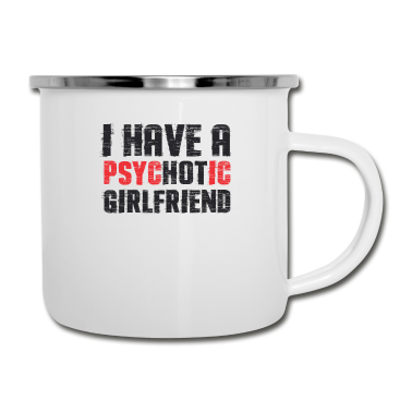 Geschenk Freundin Geburtstag Emaille Tasse - Psycho Liebe Freundin Freund Geburtstag Geschenk