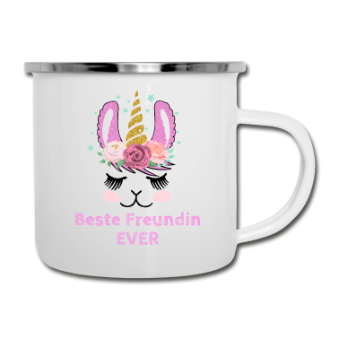 Geschenk Freundin Geburtstag Emaille Tasse - Beste Freundin Geschenk für Damen und Mädchen