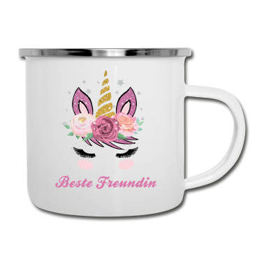 Geschenk Freundin Geburtstag Emaille Tasse - Beste Freundin Geschenk für Damen und Mädchen