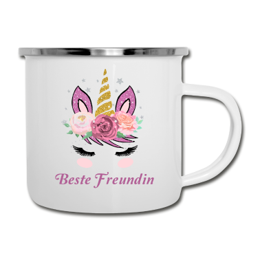 Geschenk Freundin Geburtstag Emaille Tasse - Beste Freundin Geschenk für Damen und Mädchen