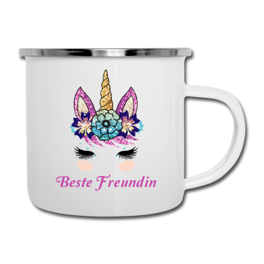 Geschenk Freundin Geburtstag Emaille Tasse - Beste Freundin Geschenk für Damen und Mädchen