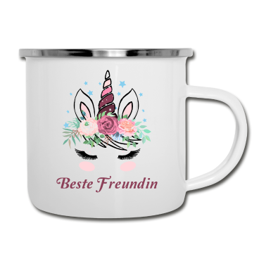 Geschenk Freundin Geburtstag Emaille Tasse - Beste Freundin Geschenk für Damen und Mädchen