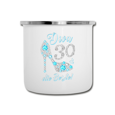 Geschenk Freundin Geburtstag Emaille Tasse - Diva die Beste Diamanten 30. Geburtstag Geschenk
