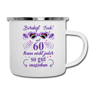 Geschenk Freundin Geburtstag Emaille Tasse - 60. Geburtstag Frauen Geschenk beste Freundin