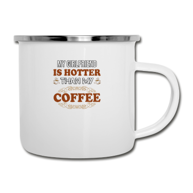 Geschenk Freundin Geburtstag Emaille Tasse - Meine Freundin ist heißer als mein Kaffee