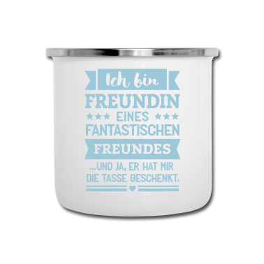 Geschenk Freundin Geburtstag Emaille Tasse - Freundin und super Freund