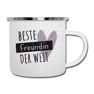 Geschenk Freundin Geburtstag Emaille Tasse - Beste Freundin der Welt Freunde Sprüche Geschenk