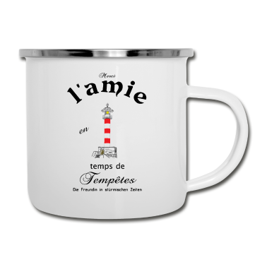 Geschenk Freundin Geburtstag Emaille Tasse - Freundin auf Französisch/ Deutsch
