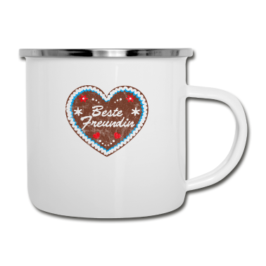 Geschenk Freundin Geburtstag Emaille Tasse - Lebkuchenherz 