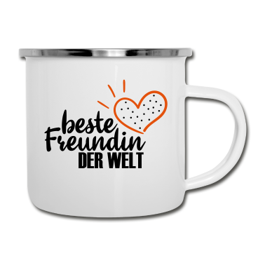 Geschenk Freundin Geburtstag Emaille Tasse - beste Freundin der Welt mit Herz