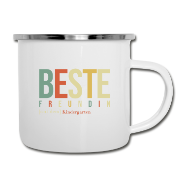 Geschenk Freundin Geburtstag Emaille Tasse - Beste Freundin seit dem Kindergarten