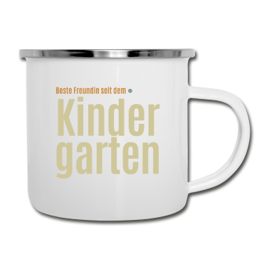 Geschenk Freundin Geburtstag Emaille Tasse - Beste Freundin seit dem Kindergarten
