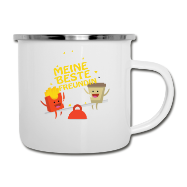 Geschenk Freundin Geburtstag Emaille Tasse - Ohne meine beste Freundin bin ich aufgeschmissen