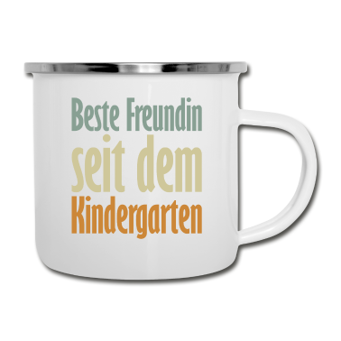 Geschenk Freundin Geburtstag Emaille Tasse - Beste Freundin seit dem Kindergarten