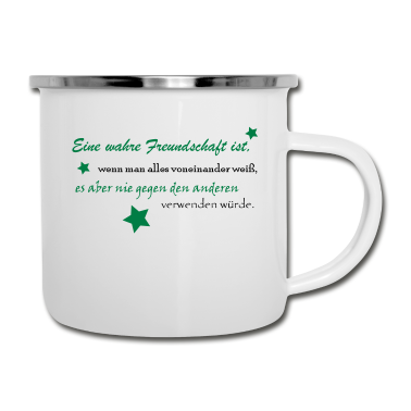 Geschenk Freundin Geburtstag Emaille Tasse - Wahre Freundschaft Freundin Geschenkidee