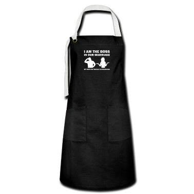 Geschenk für Ehemann Schürze - Chef in der Ehe lustige Frau Design für Ehemann