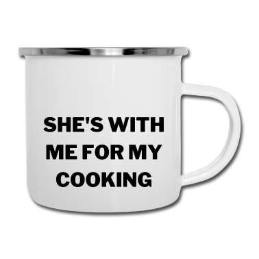 Geschenk für Ehemann Emaille Tasse - Geschenk für Ehemann Sie ist bei mir für mein Kochen
