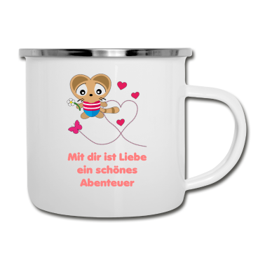 Geschenk für Ehemann Emaille Tasse - Liebesspruch für Ehemann mit Katze Kuku