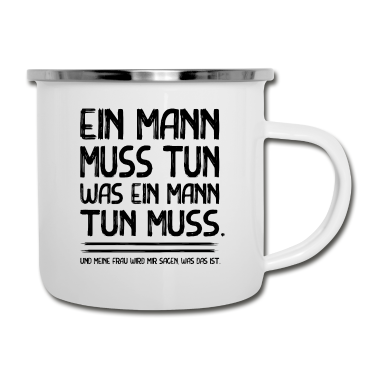 Geschenk für Ehemann Emaille Tasse - Lustiger Spruch für Ehemänner Partner