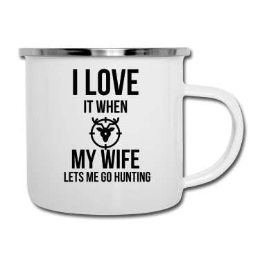Geschenk für Ehemann Emaille Tasse - Ich liebe meine Frau Lustige Hirschjagd Geschenk für Ehemann