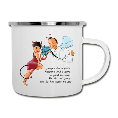 Geschenk für Ehemann Emaille Tasse - Ich betete für einen guten Ehemann