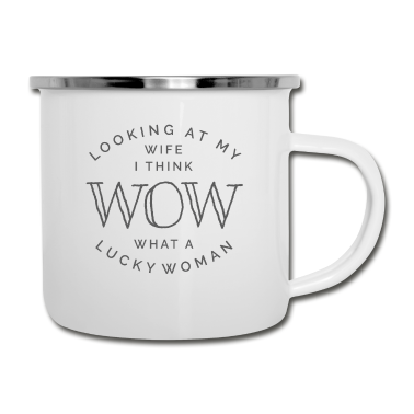 Geschenk für Ehemann Emaille Tasse - Frau Lucky Woman Geschenk für Ehemann Vater von