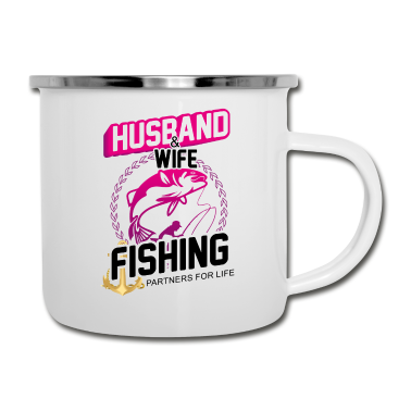 Geschenk für Ehemann Emaille Tasse - Ehemann Ehefrau Fischereipartner für das Leben
