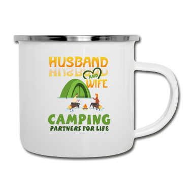 Geschenk für Ehemann Emaille Tasse - Ehemann und Frau Campingpartner für das Leben