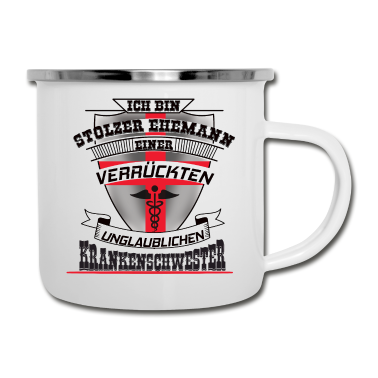 Geschenk für Ehemann Emaille Tasse - Ich bin Stolzer Ehemann Krankenschwester
