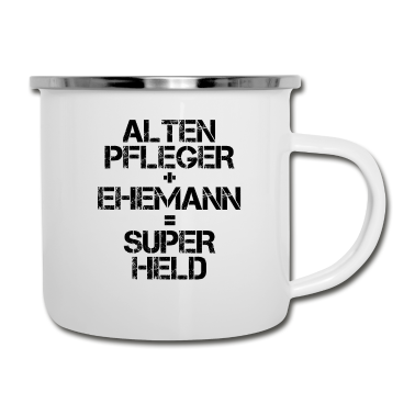 Geschenk für Ehemann Emaille Tasse - Altenpfleger Ehemann Superheld Geschenk