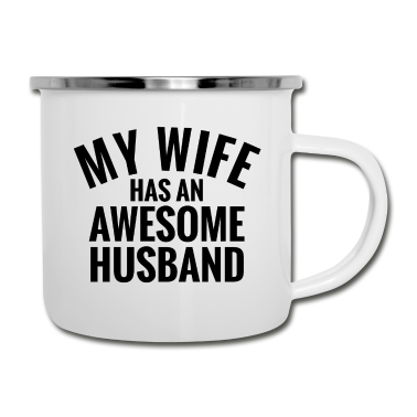 Geschenk für Ehemann Emaille Tasse - Meine Frau hat einen tollen Ehemann Coole Familiengeschenke