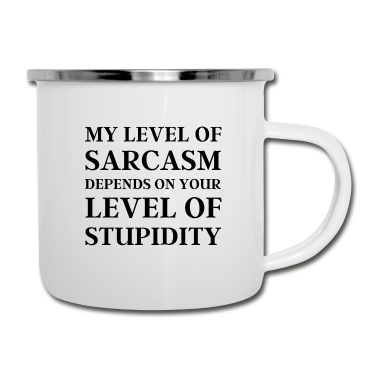 Geschenk für Ehemann Emaille Tasse - Mein Grad an Sarkasmus, lustiges Geschenk für Ehemann oder Vater