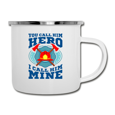 Geschenk für Ehemann Emaille Tasse - MEIN FEUERWEHRMANN EHEMANN Geschenk Für Feuerwehr