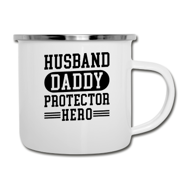 Geschenk für Ehemann Emaille Tasse - Ehemann Daddy Protector Hero Geschenk für Papa