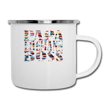 Geschenk für Ehemann Emaille Tasse - PAPA EHEMANN Geschenk für Vater Look Bausteine