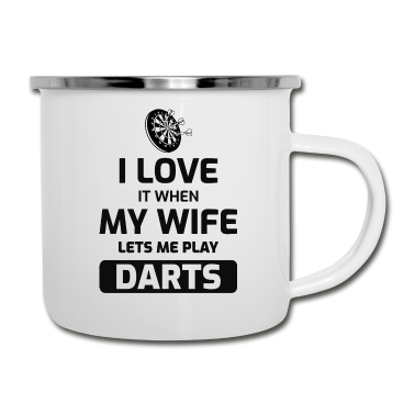 Geschenk für Ehemann Emaille Tasse - Darts Spieler Bullseye Ziel Schießen Ehemann