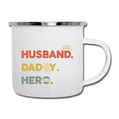 Geschenk für Ehemann Emaille Tasse - Ehemann Papa Held