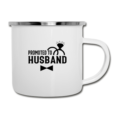 Geschenk für Ehemann Emaille Tasse - JGA - Upgrade zum Ehemann