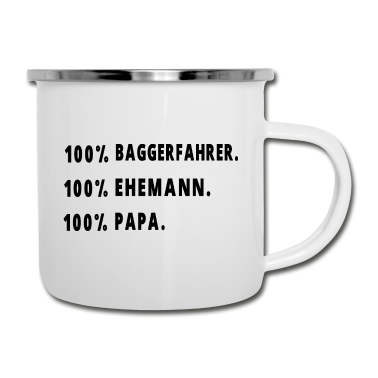 Geschenk für Ehemann Emaille Tasse - Baggerfahrer , Ehemann , Papa.
