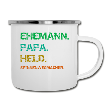Geschenk für Ehemann Emaille Tasse - Ehemann Papa Held Spinnenwegmacher Vatertag