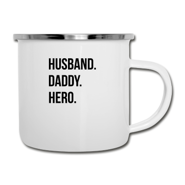 Geschenk für Ehemann Emaille Tasse - Ehemann Papa Held Spruch Dad Vater Geschenk
