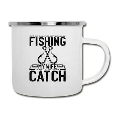 Geschenk für Ehemann Emaille Tasse - Fischer-Ehemann sagt Fischliebhaber Fischer-Humor