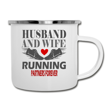 Geschenk für Ehemann Emaille Tasse - Ehemann und Ehefrau laufen Partner für immer