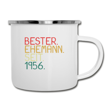 Geschenk für Ehemann Emaille Tasse - Bester Ehemann seit 1956