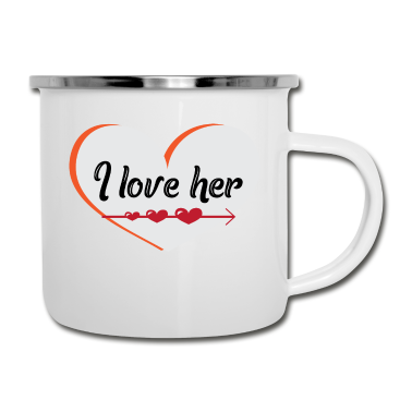 Geschenk für Ehemann Emaille Tasse - Ich liebe sie Herz Geschenk für Partner Ehemann