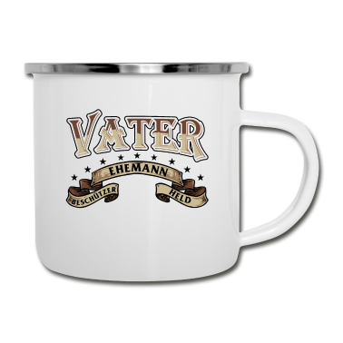 Geschenk für Ehemann Emaille Tasse - Vater - Ehemann - Held
