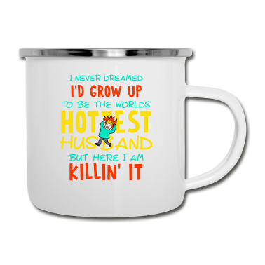 Geschenk für Ehemann Emaille Tasse - Lustige Ehepartner Sprüche Ehemann Husband Wife